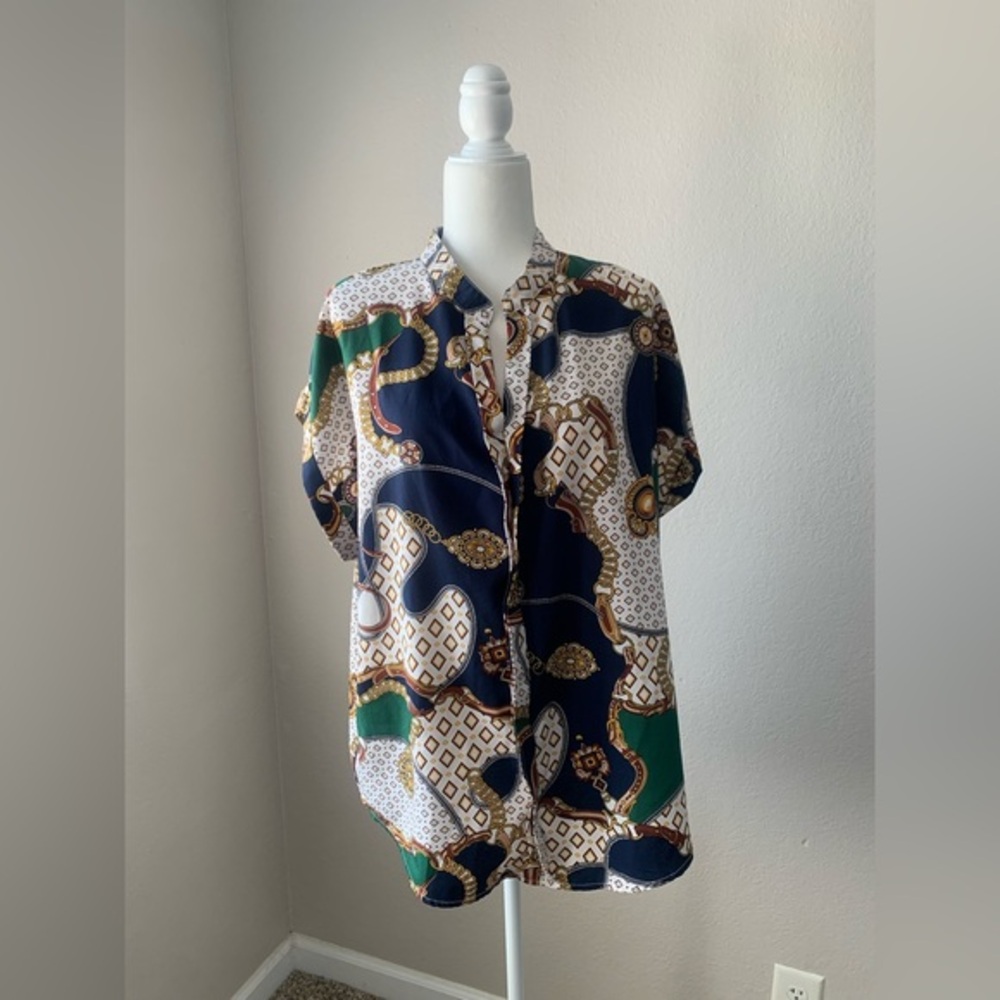 SHEIN Multicolor Scarf Print Blouse